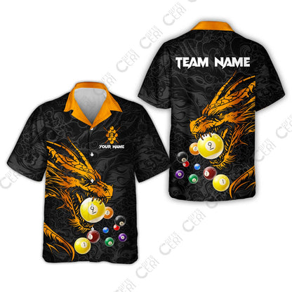 Customized Billiards Hawaiian Shirt, Dragon 9 Ball Personalized Jersey Gift For Billiard Players