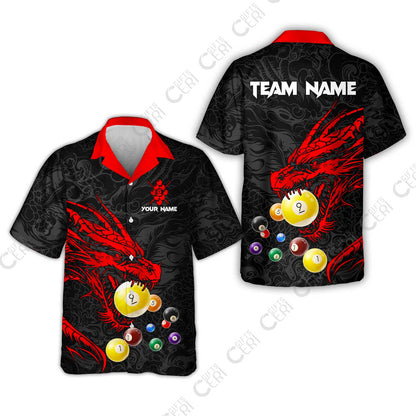 Customized Billiards Hawaiian Shirt, Dragon 9 Ball Personalized Jersey Gift For Billiard Players