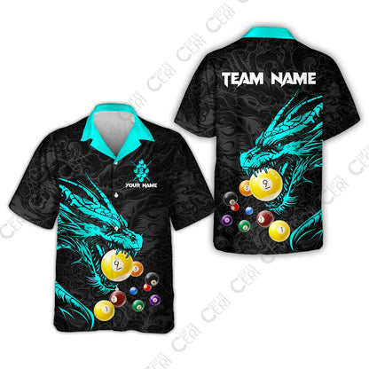 Customized Billiards Hawaiian Shirt, Dragon 9 Ball Personalized Jersey Gift For Billiard Players