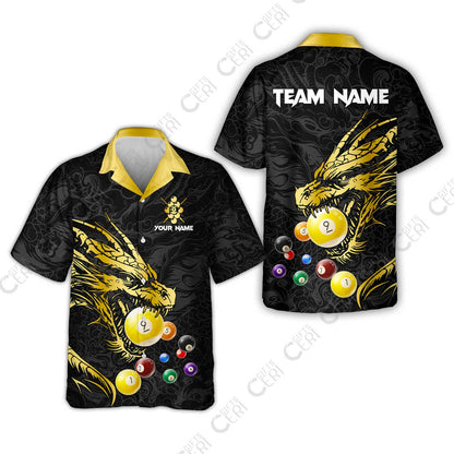 Customized Billiards Hawaiian Shirt, Dragon 9 Ball Personalized Jersey Gift For Billiard Players