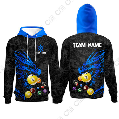 Customized Billiards Hoodies, Dragon 9 Ball Personalized Jersey Gift For Billiard Players