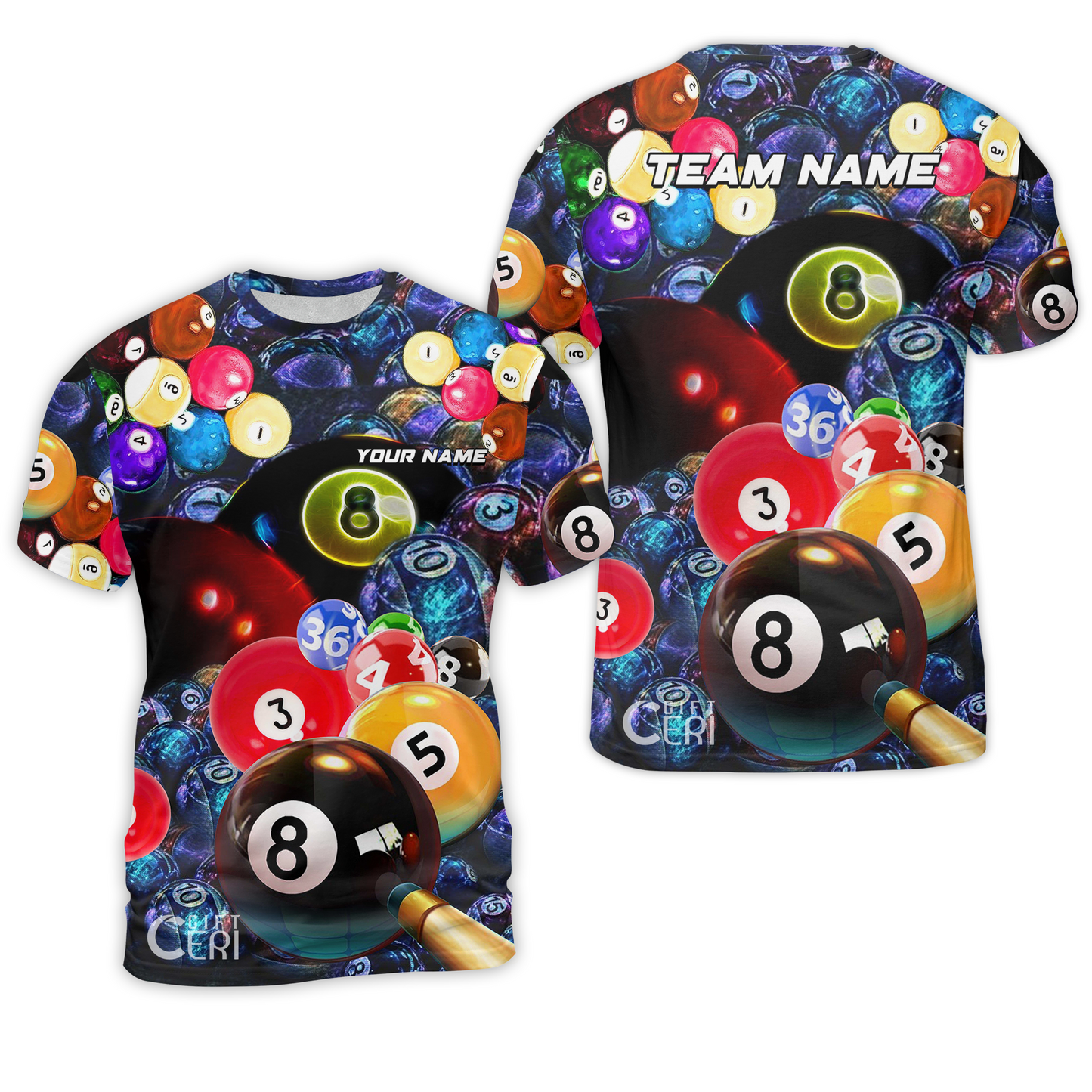 Customized Billiards T-Shirt, Colorful Billiard 8 Ball Jersey Gift For Billiard Players