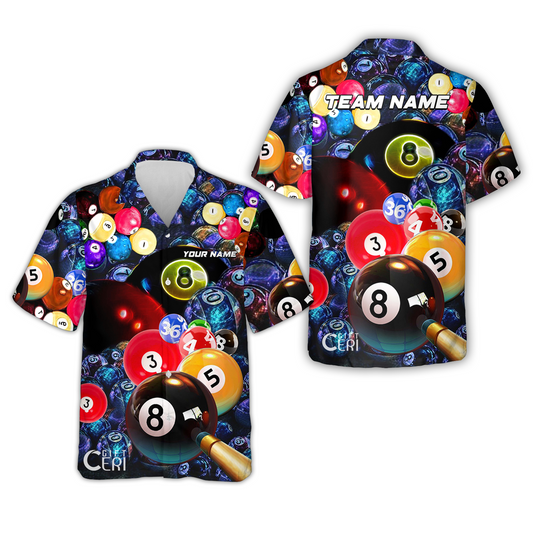 Customized Billiards Hawaiian Shirt, Colorful Billiard 8 Ball Aloha Hawaiian Shirt - Gift For Billiard Players
