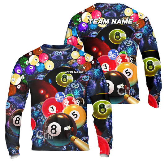 Customized Billiards Sweatshirt, Colorful Billiard 8 Ball Jersey Gift For Billiard Players