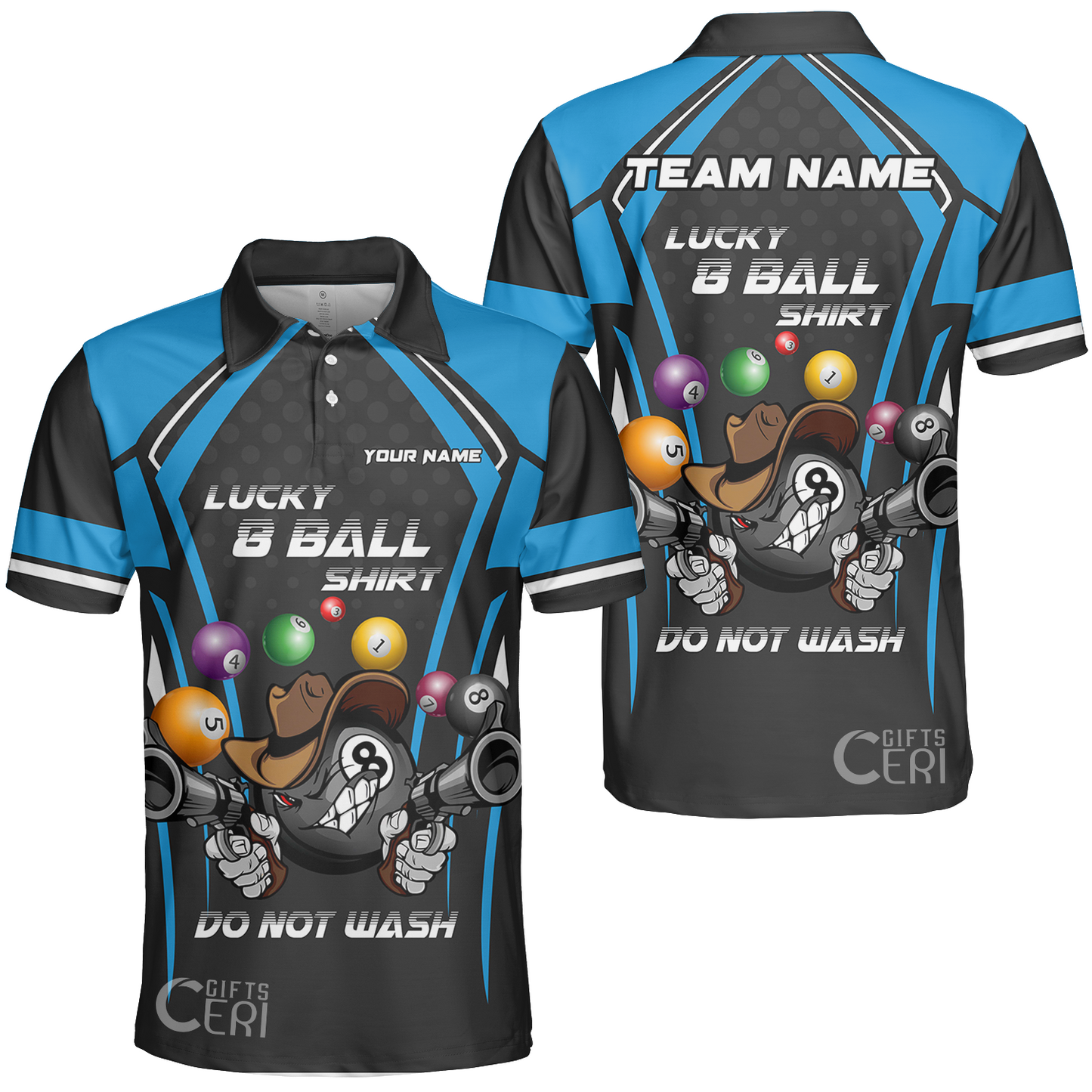 Customized Billiards Unisex Polo Shirt, Personalized Lucky 8 Ball Shirt Do Not Wash Jersey Gift For Billiard Players
