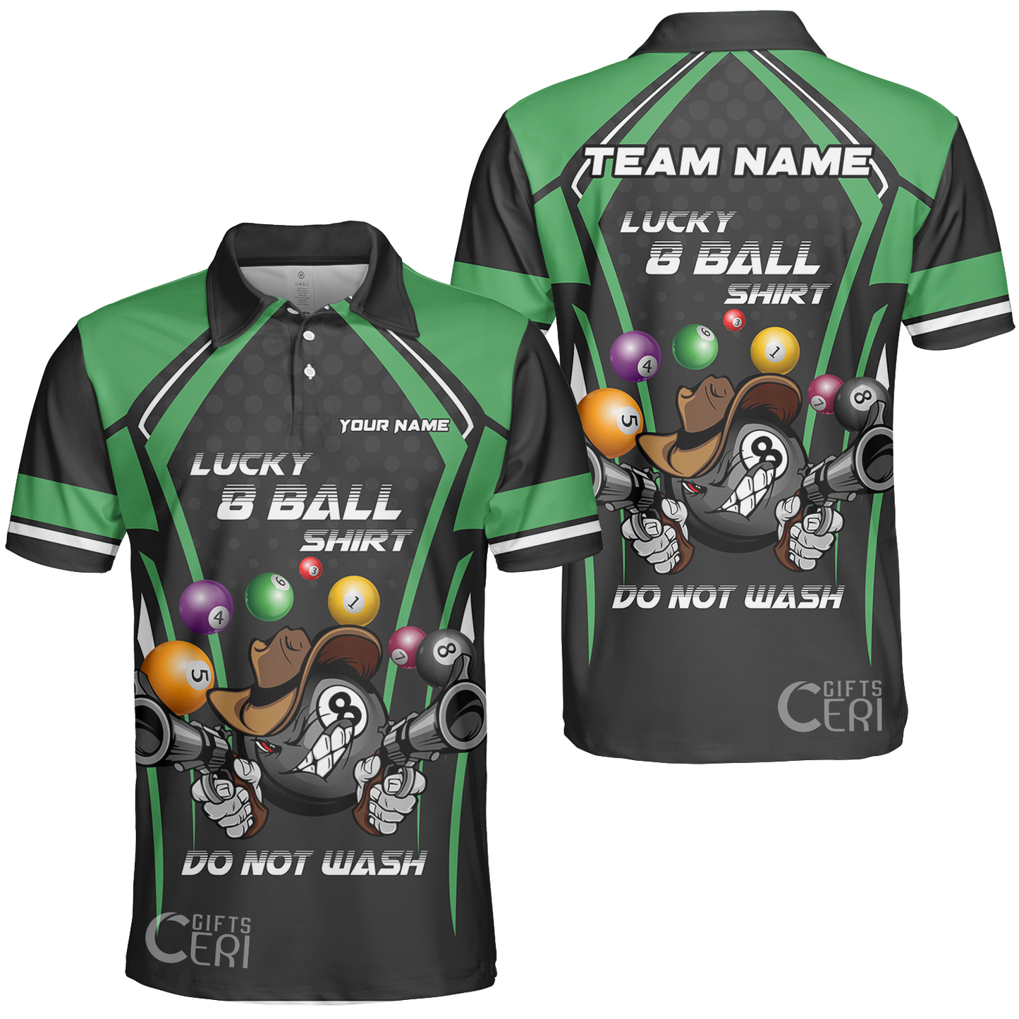 Customized Billiards Unisex Polo Shirt, Personalized Lucky 8 Ball Shirt Do Not Wash Jersey Gift For Billiard Players