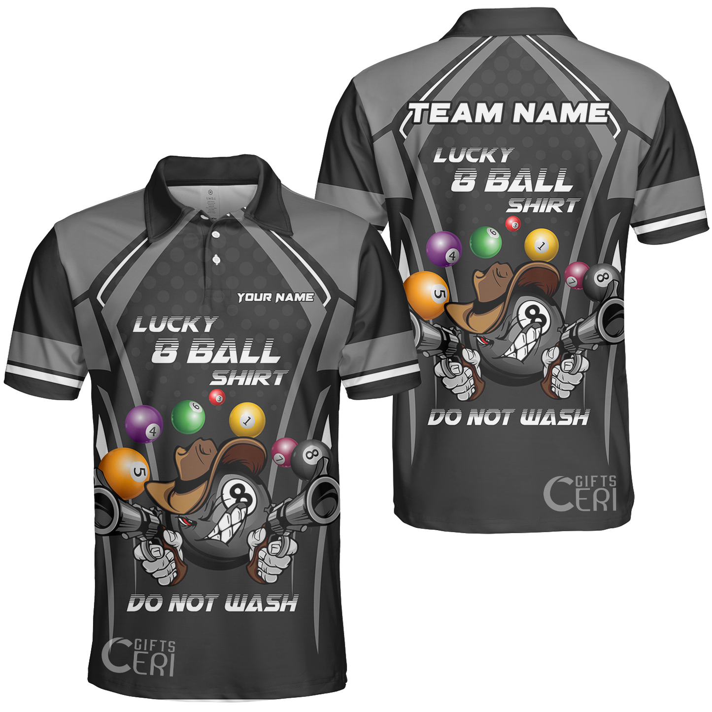 Customized Billiards Unisex Polo Shirt, Personalized Lucky 8 Ball Shirt Do Not Wash Jersey Gift For Billiard Players