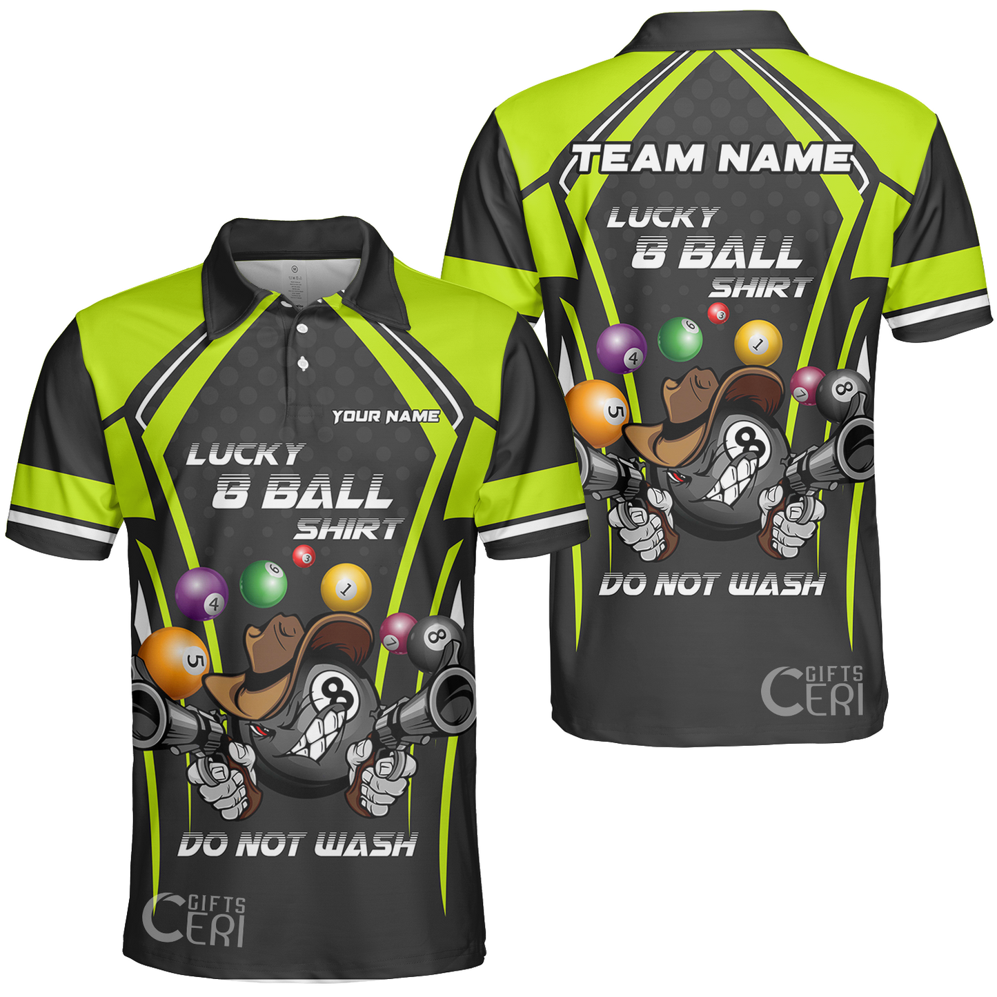 Customized Billiards Unisex Polo Shirt, Personalized Lucky 8 Ball Shirt Do Not Wash Jersey Gift For Billiard Players