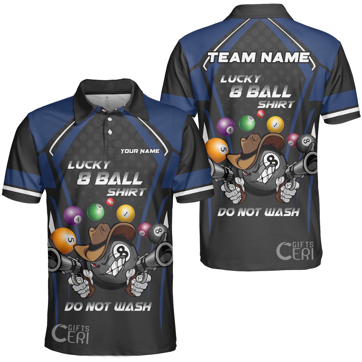 Customized Billiards Unisex Polo Shirt, Personalized Lucky 8 Ball Shirt Do Not Wash Jersey Gift For Billiard Players