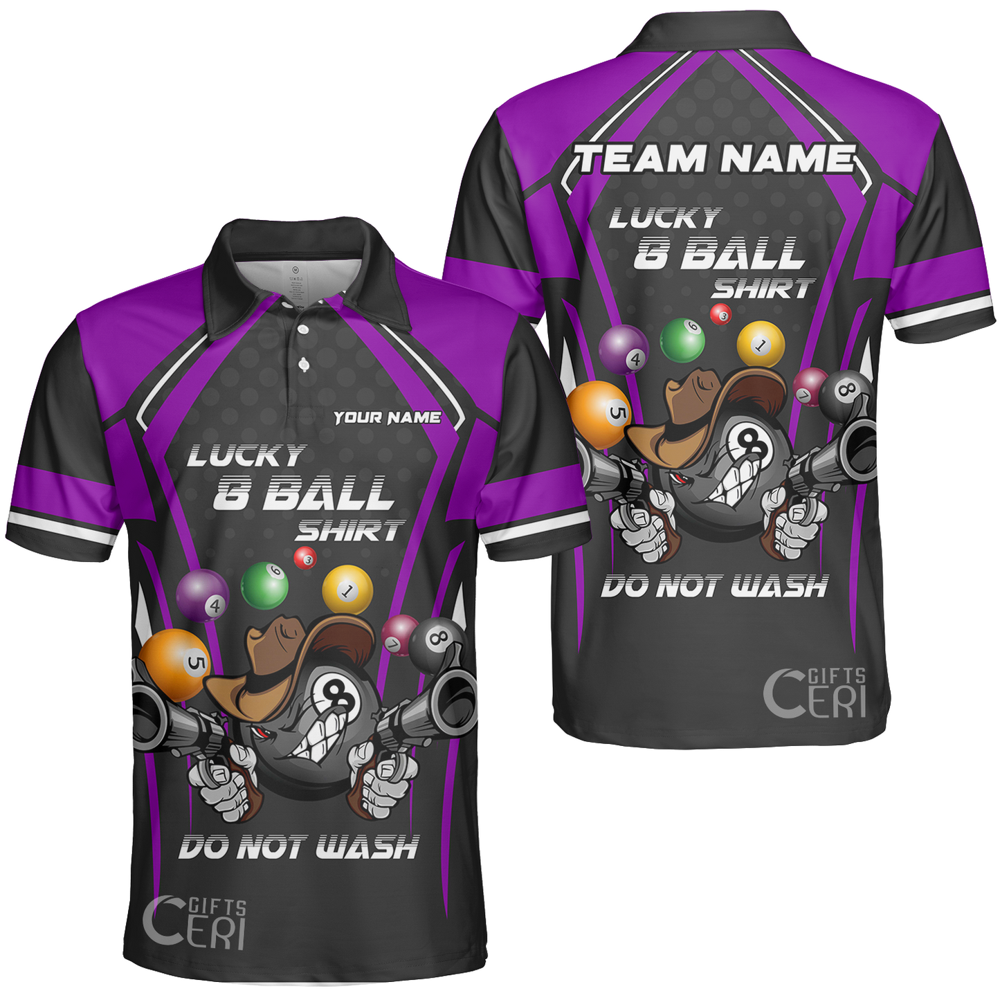 Customized Billiards Unisex Polo Shirt, Personalized Lucky 8 Ball Shirt Do Not Wash Jersey Gift For Billiard Players
