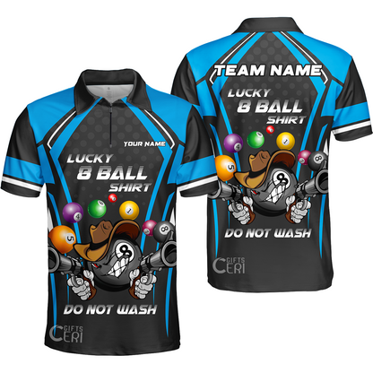 Customized Billiards Quarter-Zip Polo Shirt, Personalized Lucky 8 Ball Shirt Do Not Wash Jersey Gift For Billiard Players