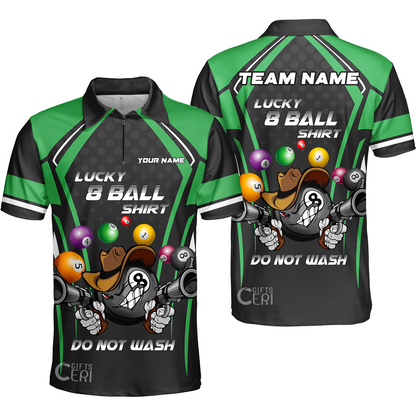 Customized Billiards Quarter-Zip Polo Shirt, Personalized Lucky 8 Ball Shirt Do Not Wash Jersey Gift For Billiard Players