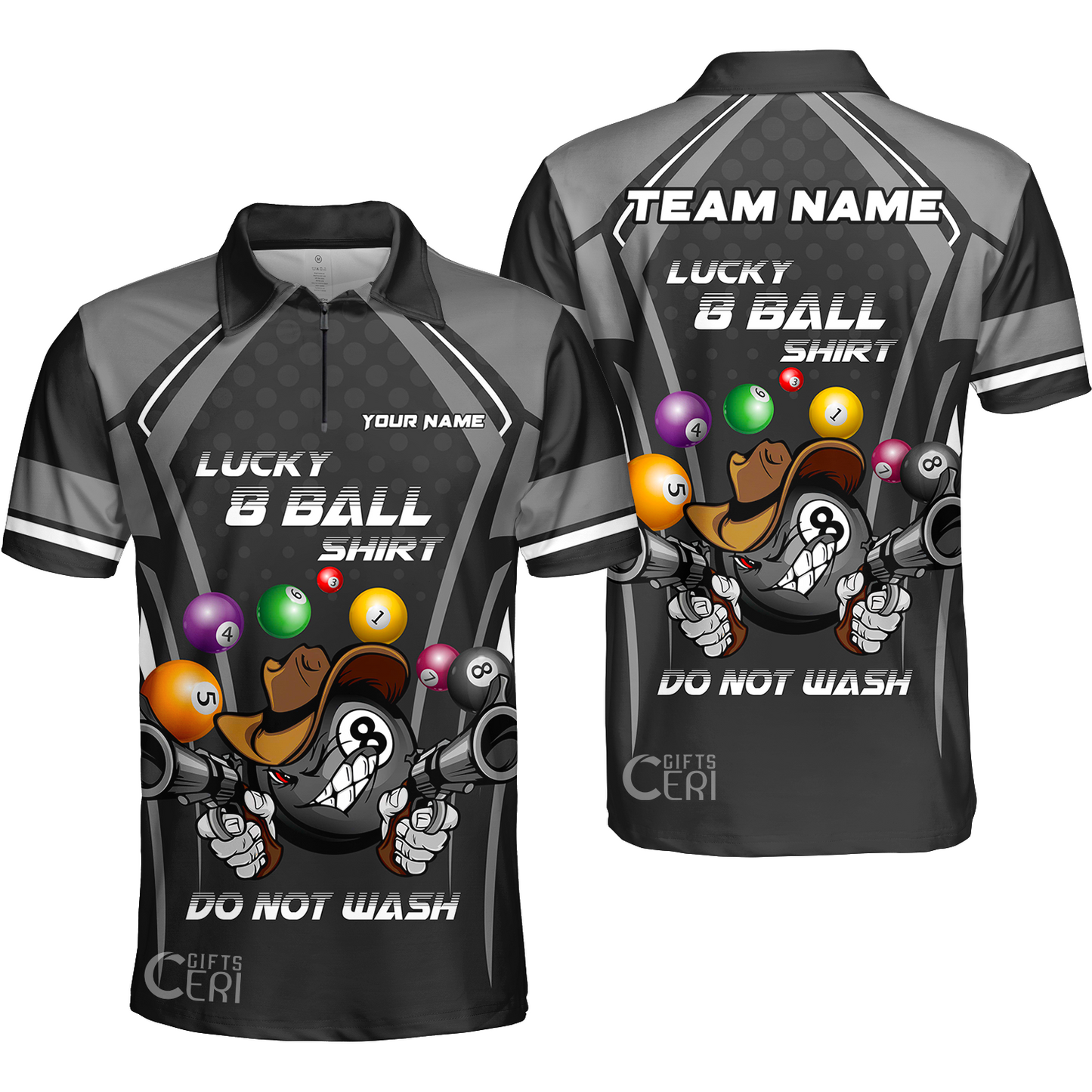 Customized Billiards Quarter-Zip Polo Shirt, Personalized Lucky 8 Ball Shirt Do Not Wash Jersey Gift For Billiard Players