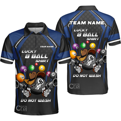 Customized Billiards Quarter-Zip Polo Shirt, Personalized Lucky 8 Ball Shirt Do Not Wash Jersey Gift For Billiard Players