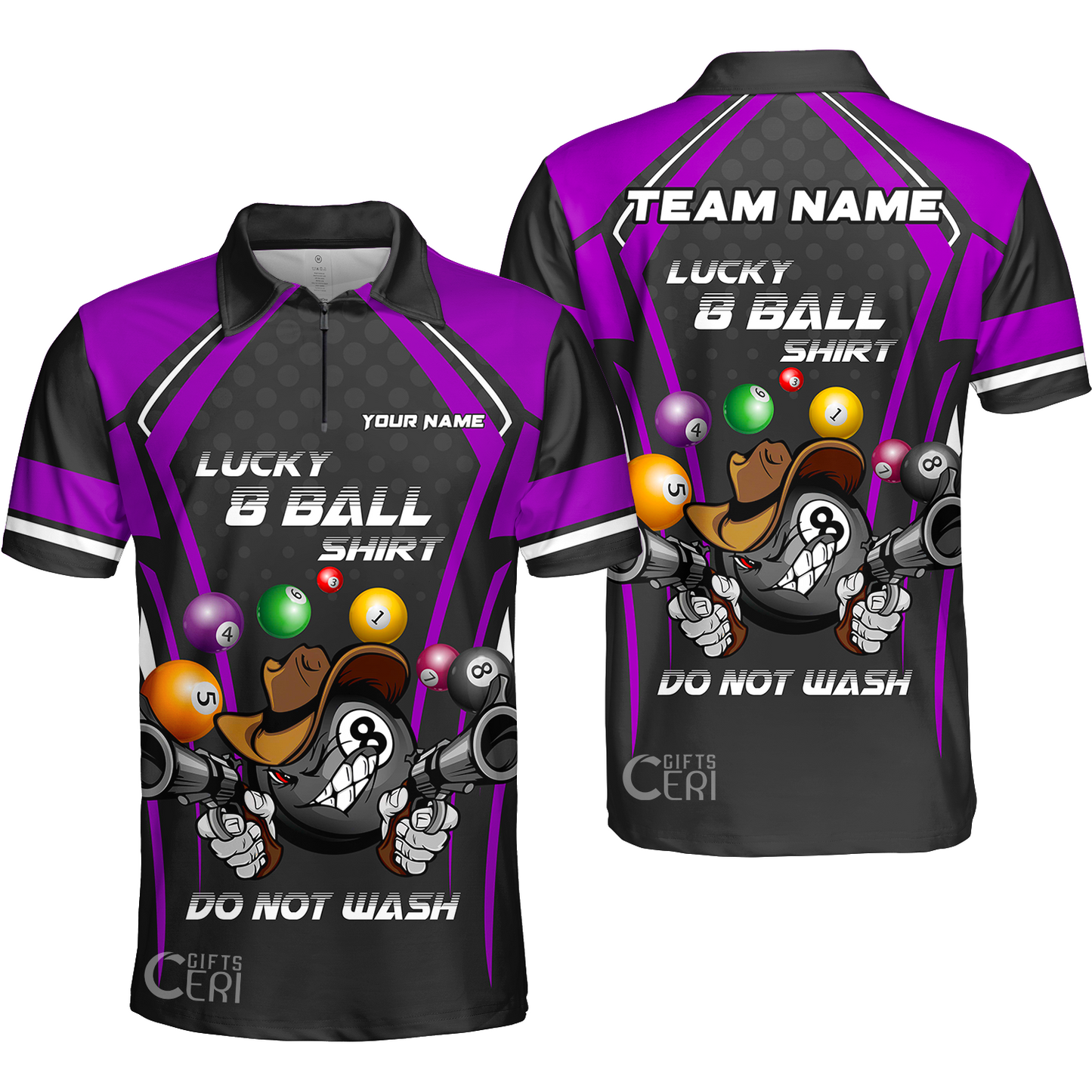 Customized Billiards Quarter-Zip Polo Shirt, Personalized Lucky 8 Ball Shirt Do Not Wash Jersey Gift For Billiard Players