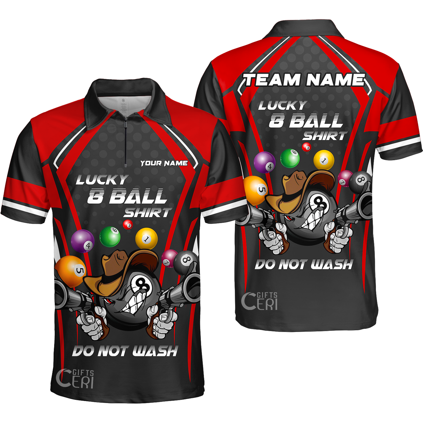 Customized Billiards Quarter-Zip Polo Shirt, Personalized Lucky 8 Ball Shirt Do Not Wash Jersey Gift For Billiard Players