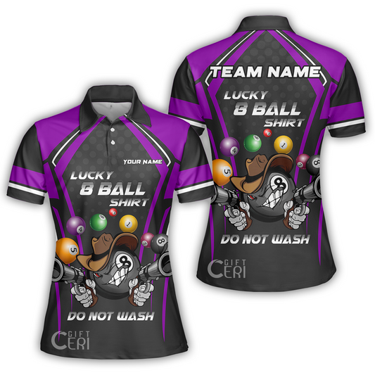 Customized Billiards Women Polo Shirt, Personalized Lucky 8 Ball Shirt Do Not Wash Jersey Gift For Billiard Players