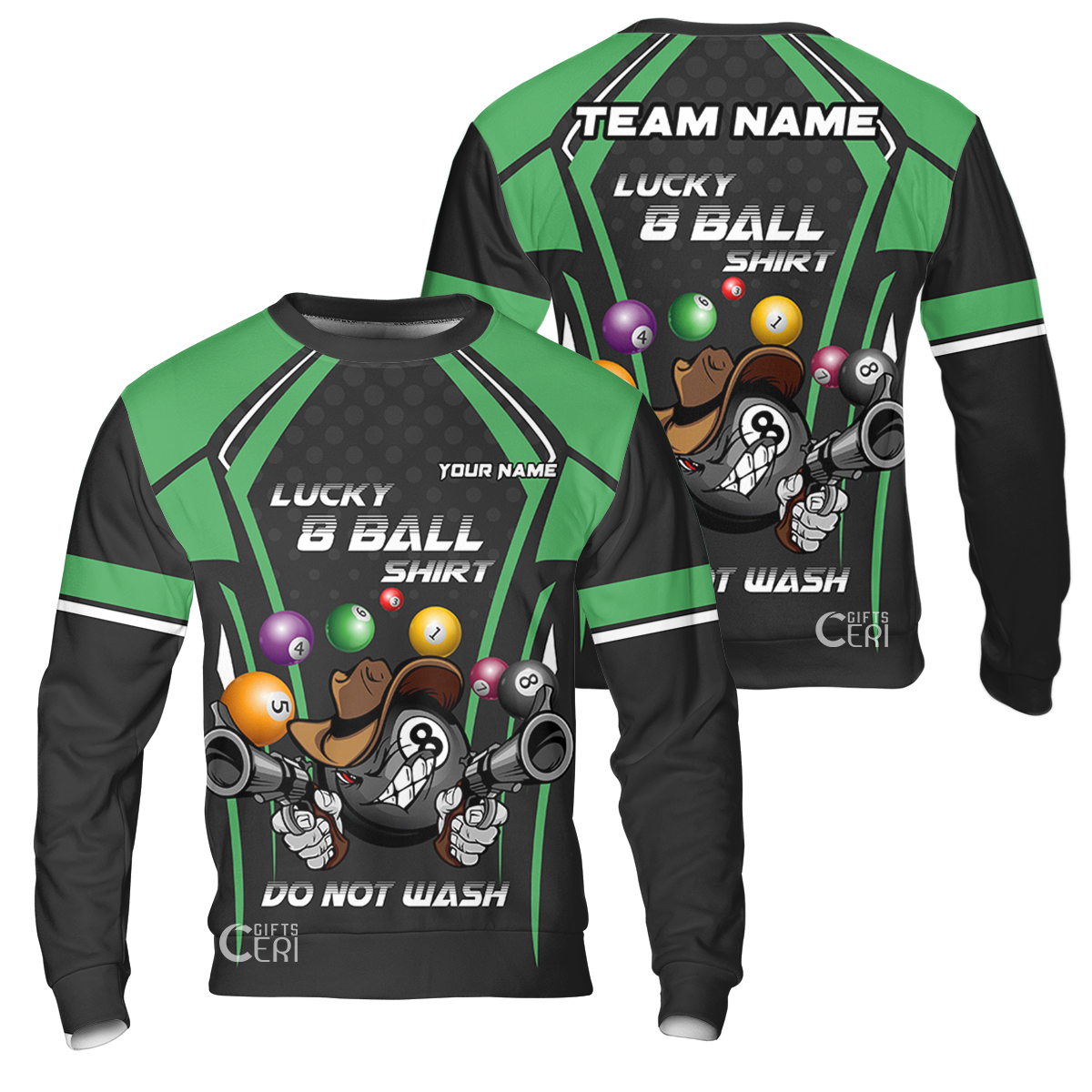 Customized Billiards Sweatshirt, Personalized Lucky 8 Ball Shirt Do Not Wash Jersey Gift For Billiard Players
