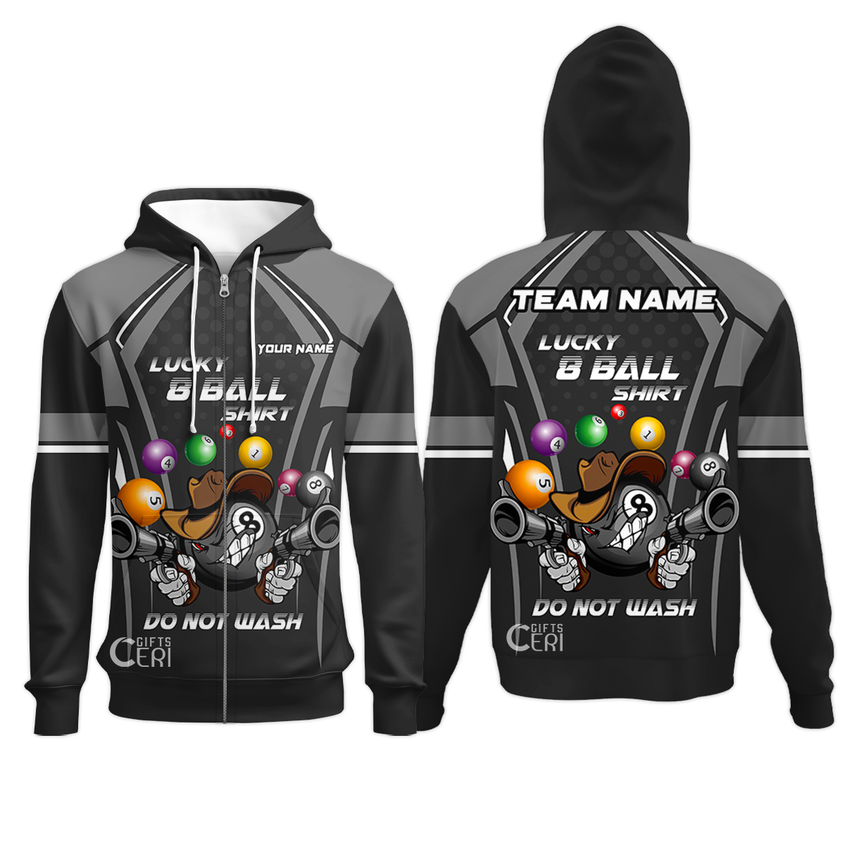 Customized Billiards Zip Hoodies, Personalized Lucky 8 Ball Shirt Do Not Wash Jersey Gift For Billiard Players