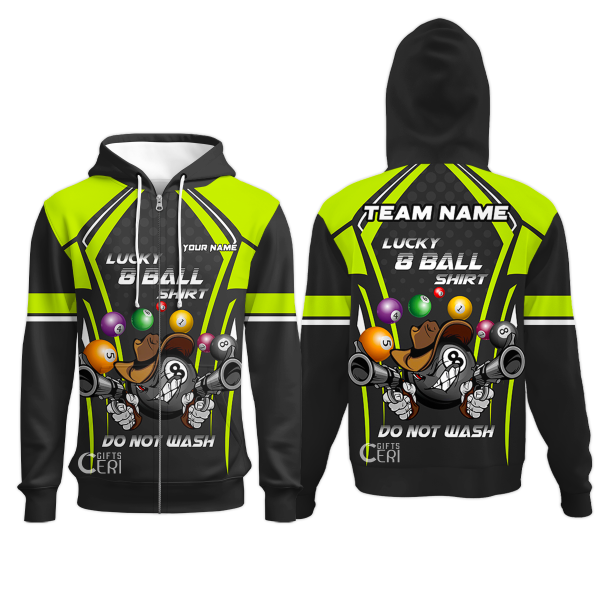 Customized Billiards Zip Hoodies, Personalized Lucky 8 Ball Shirt Do Not Wash Jersey Gift For Billiard Players