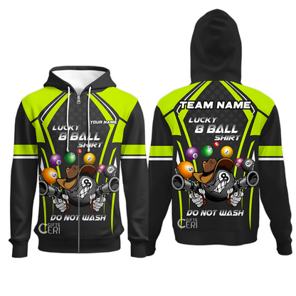 Customized Billiards Zip Hoodies, Personalized Lucky 8 Ball Shirt Do Not Wash Jersey Gift For Billiard Players