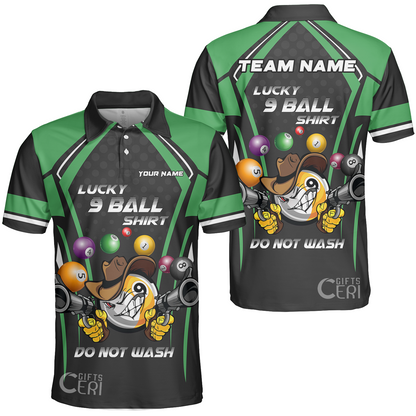 Customized Billiards Unisex Polo Shirt, Personalized Lucky 9 Ball Shirt Do Not Wash Jersey Gift For Billiard Players