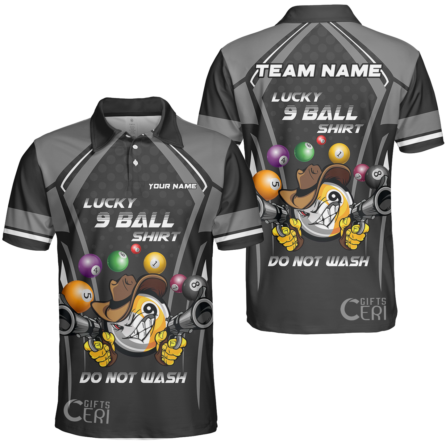 Customized Billiards Unisex Polo Shirt, Personalized Lucky 9 Ball Shirt Do Not Wash Jersey Gift For Billiard Players