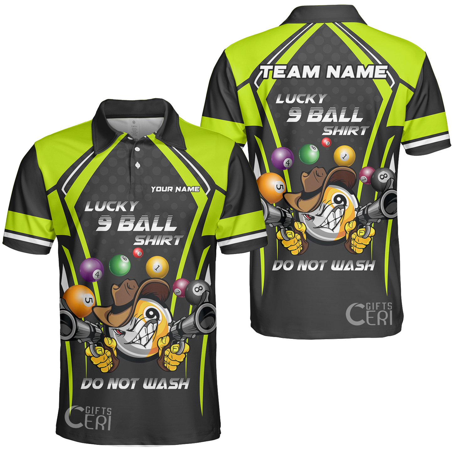 Customized Billiards Unisex Polo Shirt, Personalized Lucky 9 Ball Shirt Do Not Wash Jersey Gift For Billiard Players