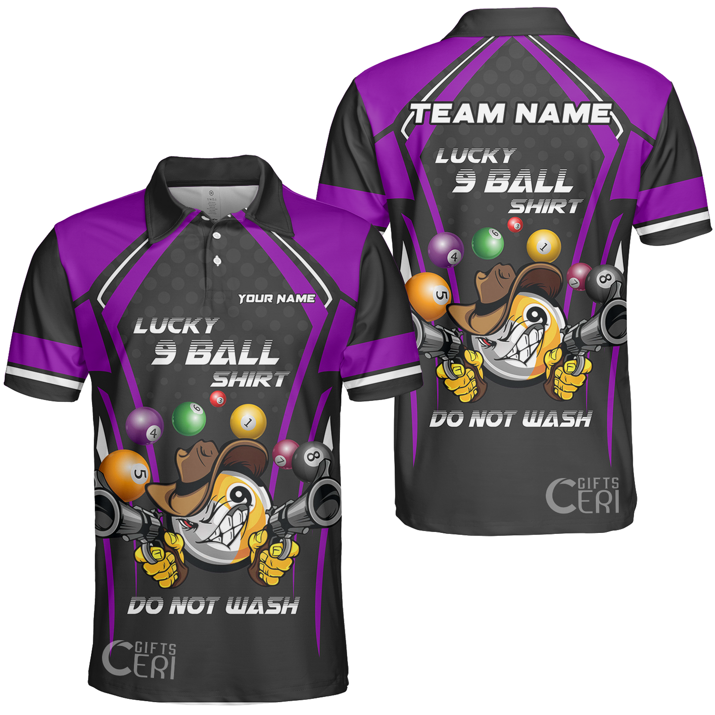 Customized Billiards Unisex Polo Shirt, Personalized Lucky 9 Ball Shirt Do Not Wash Jersey Gift For Billiard Players