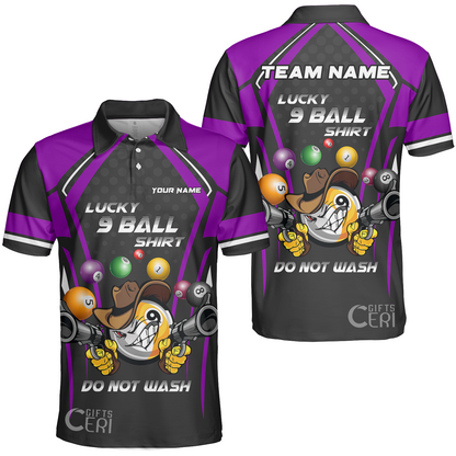 Customized Billiards Unisex Polo Shirt, Personalized Lucky 9 Ball Shirt Do Not Wash Jersey Gift For Billiard Players