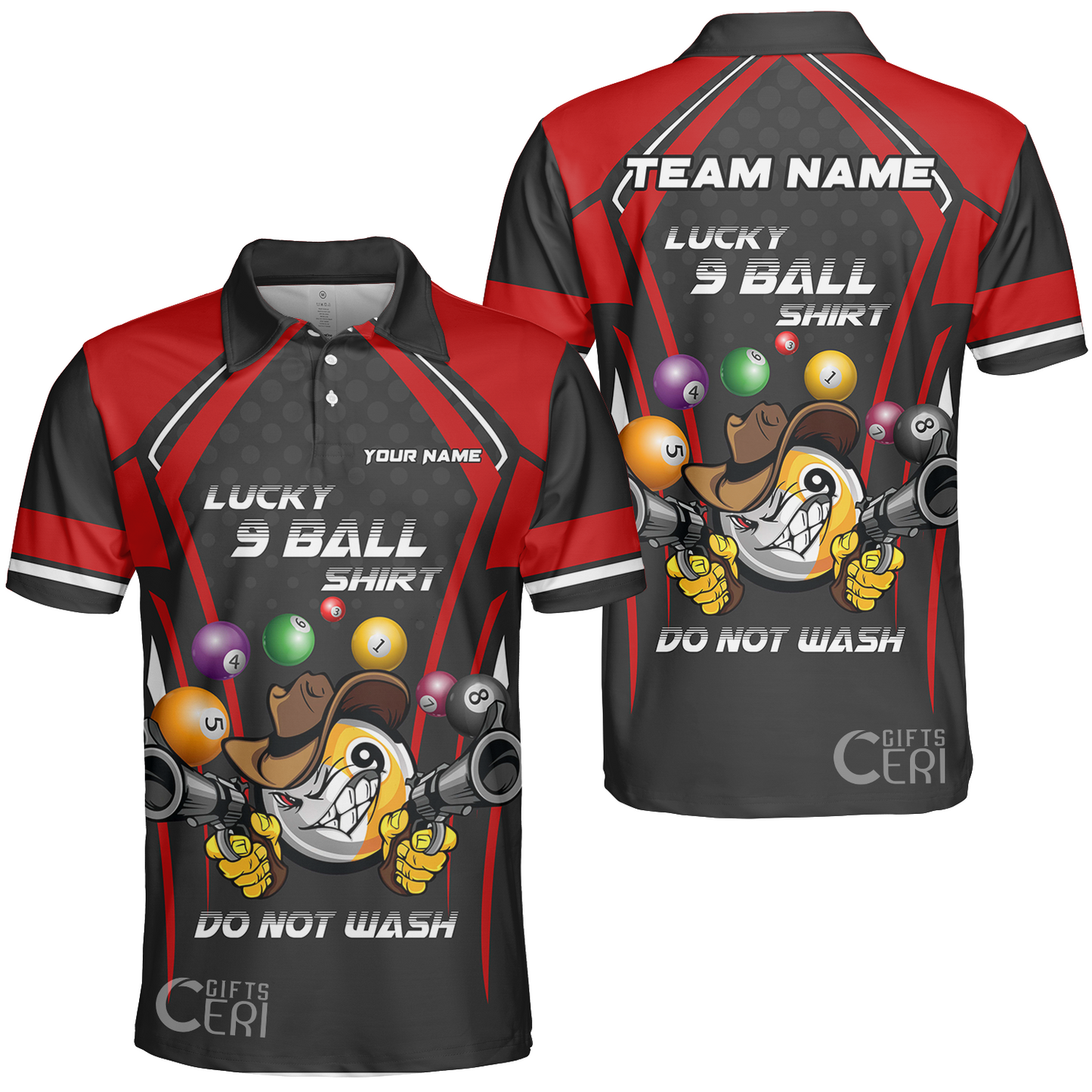 Customized Billiards Unisex Polo Shirt, Personalized Lucky 9 Ball Shirt Do Not Wash Jersey Gift For Billiard Players