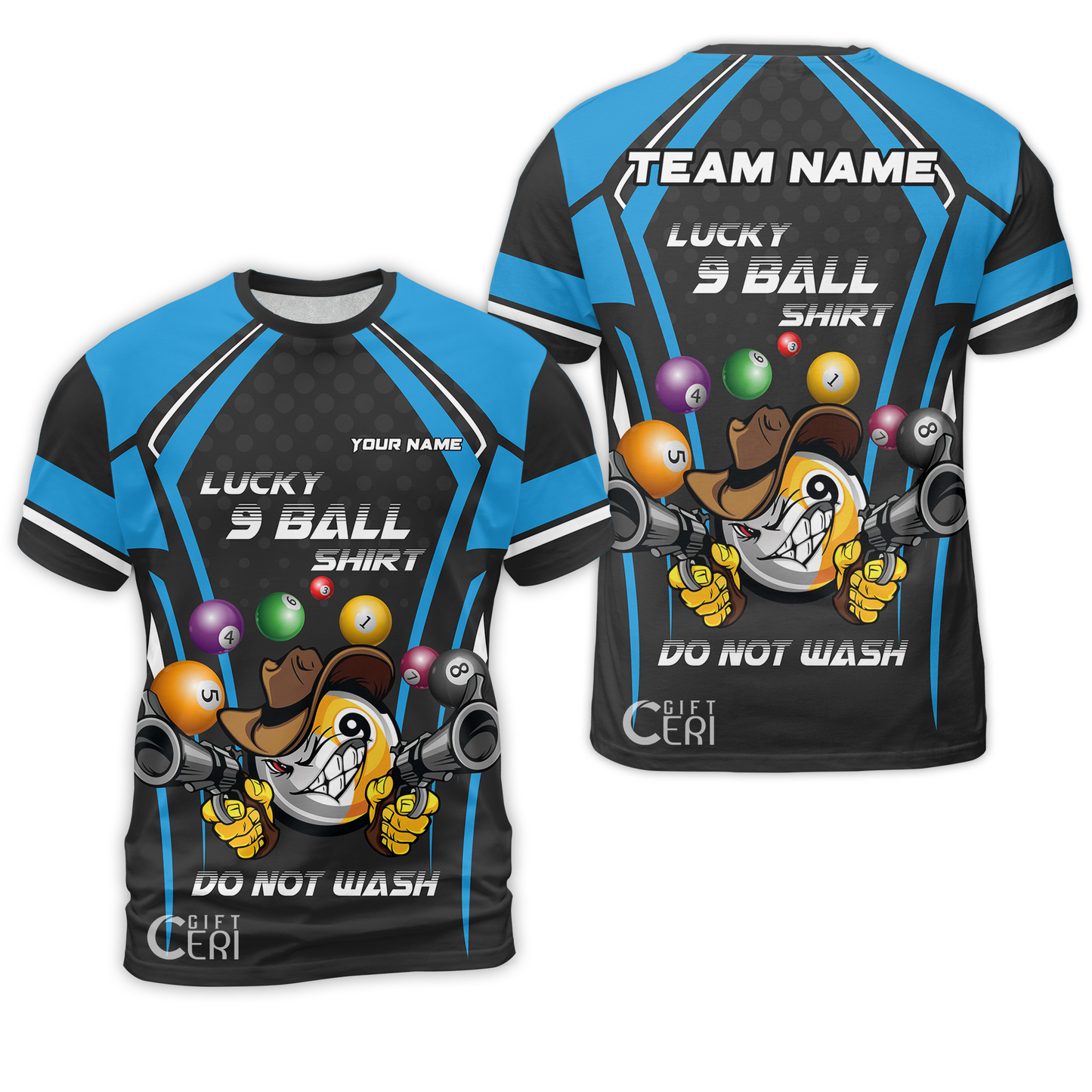 Customized Billiards T-Shirt, Personalized Lucky 9 Ball Shirt Do Not Wash Jersey Gift For Billiard Players