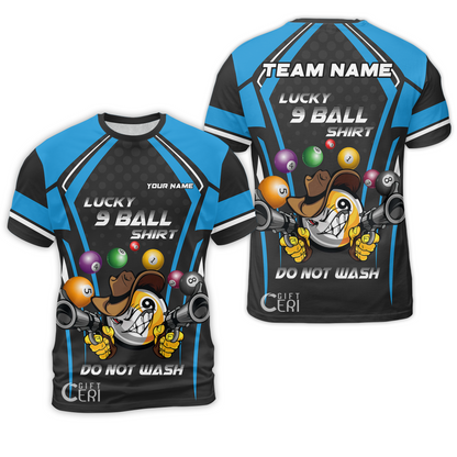 Customized Billiards T-Shirt, Personalized Lucky 9 Ball Shirt Do Not Wash Jersey Gift For Billiard Players