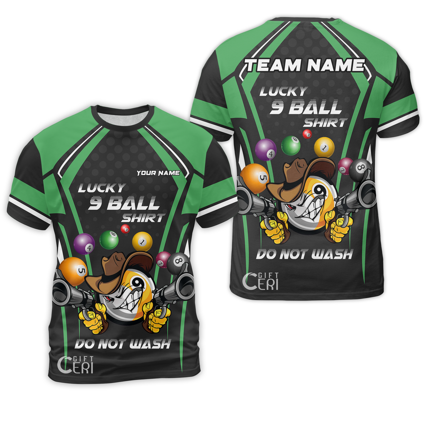 Customized Billiards T-Shirt, Personalized Lucky 9 Ball Shirt Do Not Wash Jersey Gift For Billiard Players