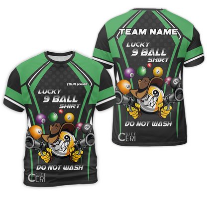 Customized Billiards T-Shirt, Personalized Lucky 9 Ball Shirt Do Not Wash Jersey Gift For Billiard Players