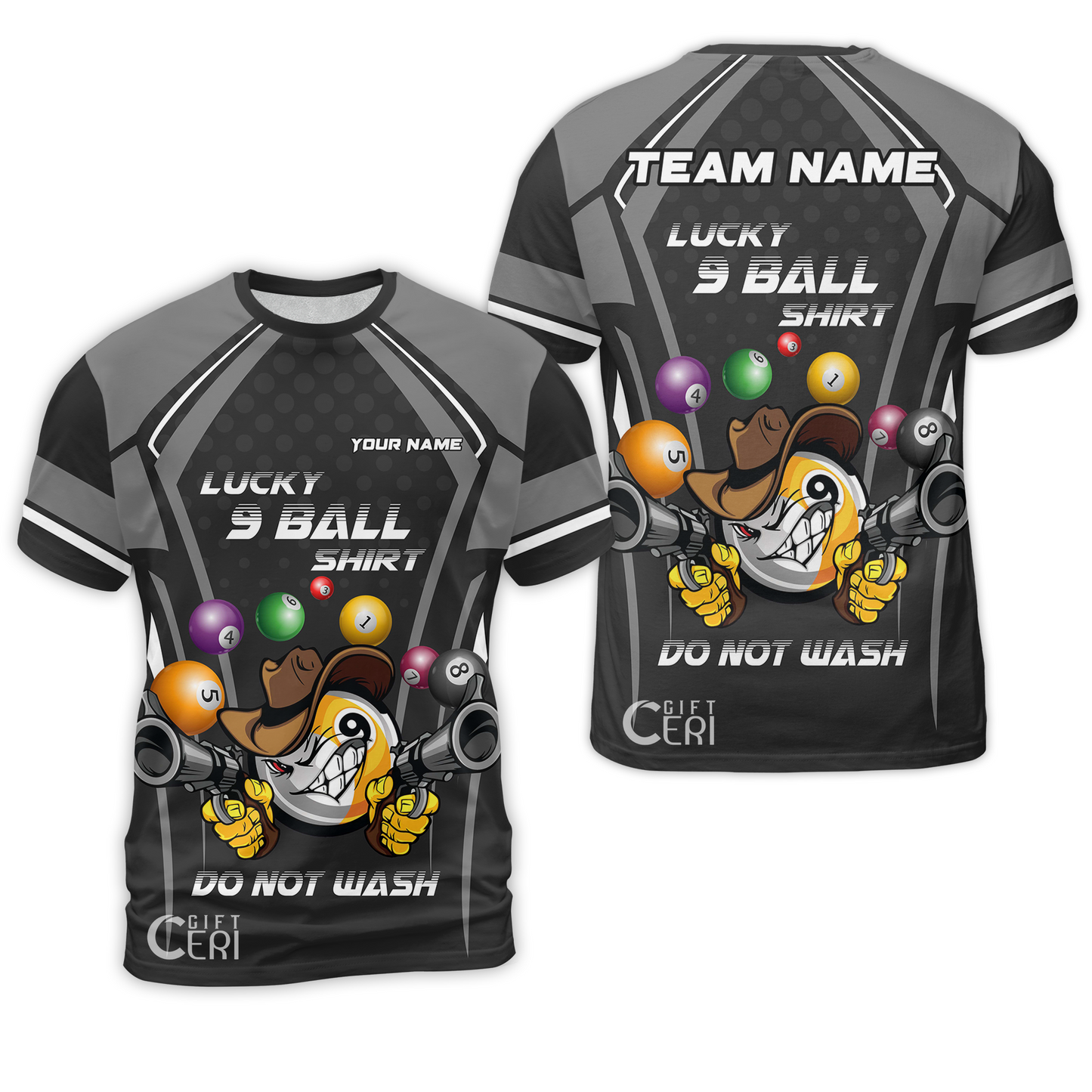 Customized Billiards T-Shirt, Personalized Lucky 9 Ball Shirt Do Not Wash Jersey Gift For Billiard Players