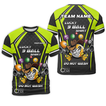 Customized Billiards T-Shirt, Personalized Lucky 9 Ball Shirt Do Not Wash Jersey Gift For Billiard Players