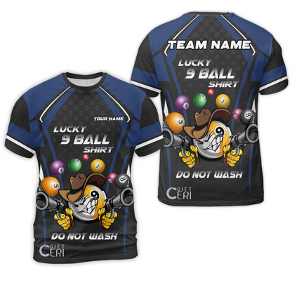 Customized Billiards T-Shirt, Personalized Lucky 9 Ball Shirt Do Not Wash Jersey Gift For Billiard Players