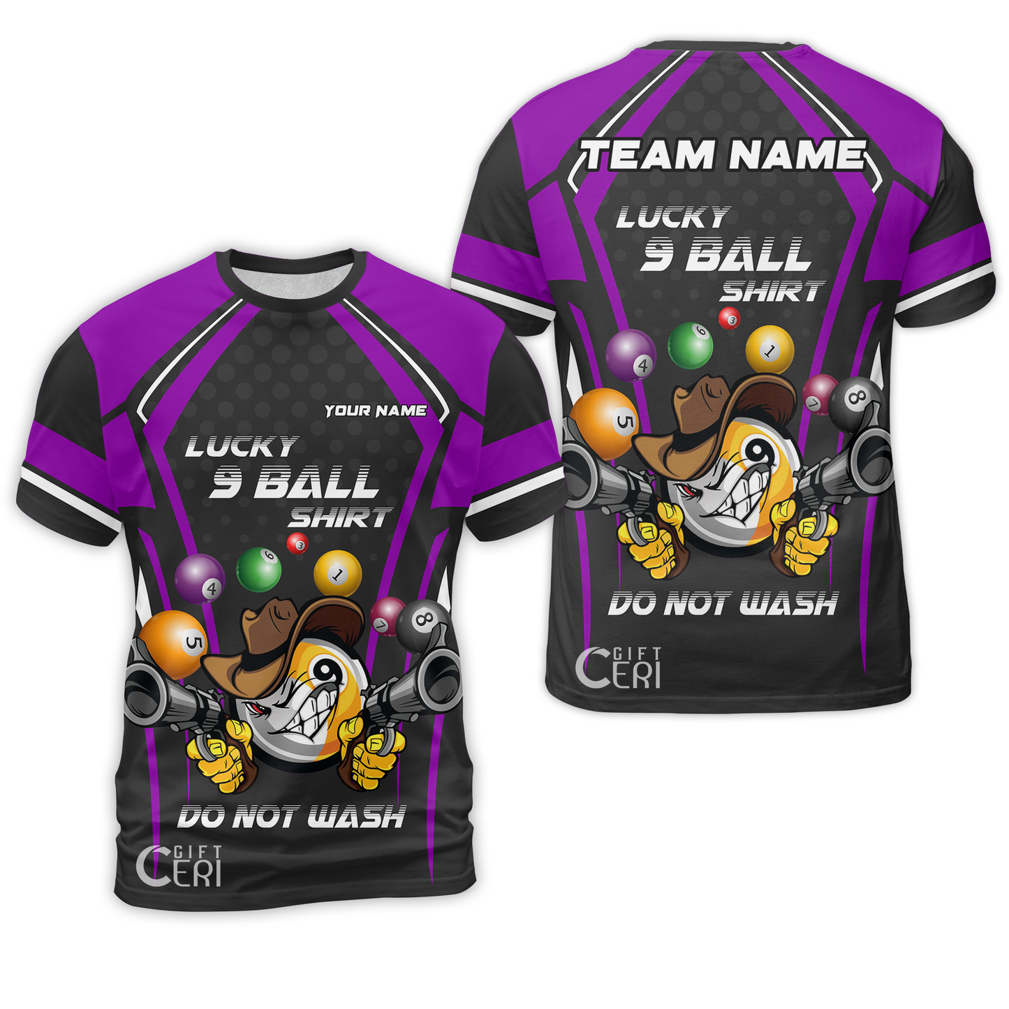 Customized Billiards T-Shirt, Personalized Lucky 9 Ball Shirt Do Not Wash Jersey Gift For Billiard Players