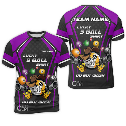 Customized Billiards T-Shirt, Personalized Lucky 9 Ball Shirt Do Not Wash Jersey Gift For Billiard Players