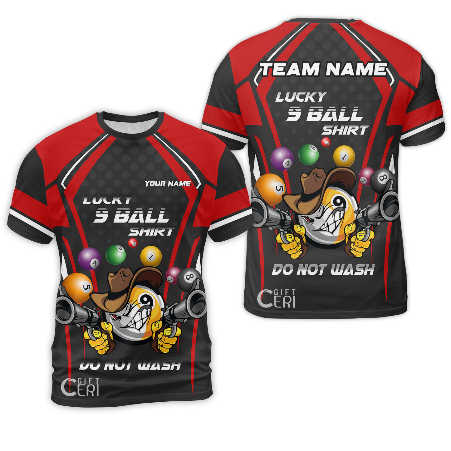 Customized Billiards T-Shirt, Personalized Lucky 9 Ball Shirt Do Not Wash Jersey Gift For Billiard Players