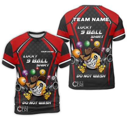 Customized Billiards T-Shirt, Personalized Lucky 9 Ball Shirt Do Not Wash Jersey Gift For Billiard Players