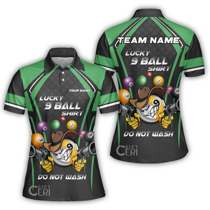 Customized Billiards Women Polo Shirt, Personalized Lucky 9 Ball Shirt Do Not Wash Jersey Gift For Billiard Players