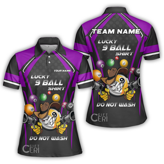 Customized Billiards Women Polo Shirt, Personalized Lucky 9 Ball Shirt Do Not Wash Jersey Gift For Billiard Players