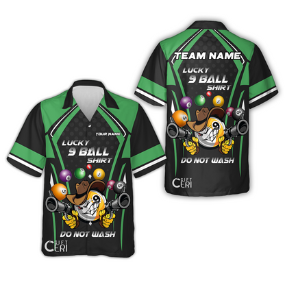 Customized Billiards Hawaiian Shirt, Personalized Lucky 9 Ball Shirt Do Not Wash Jersey Gift For Billiard Players