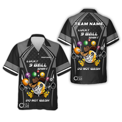 Customized Billiards Hawaiian Shirt, Personalized Lucky 9 Ball Shirt Do Not Wash Jersey Gift For Billiard Players