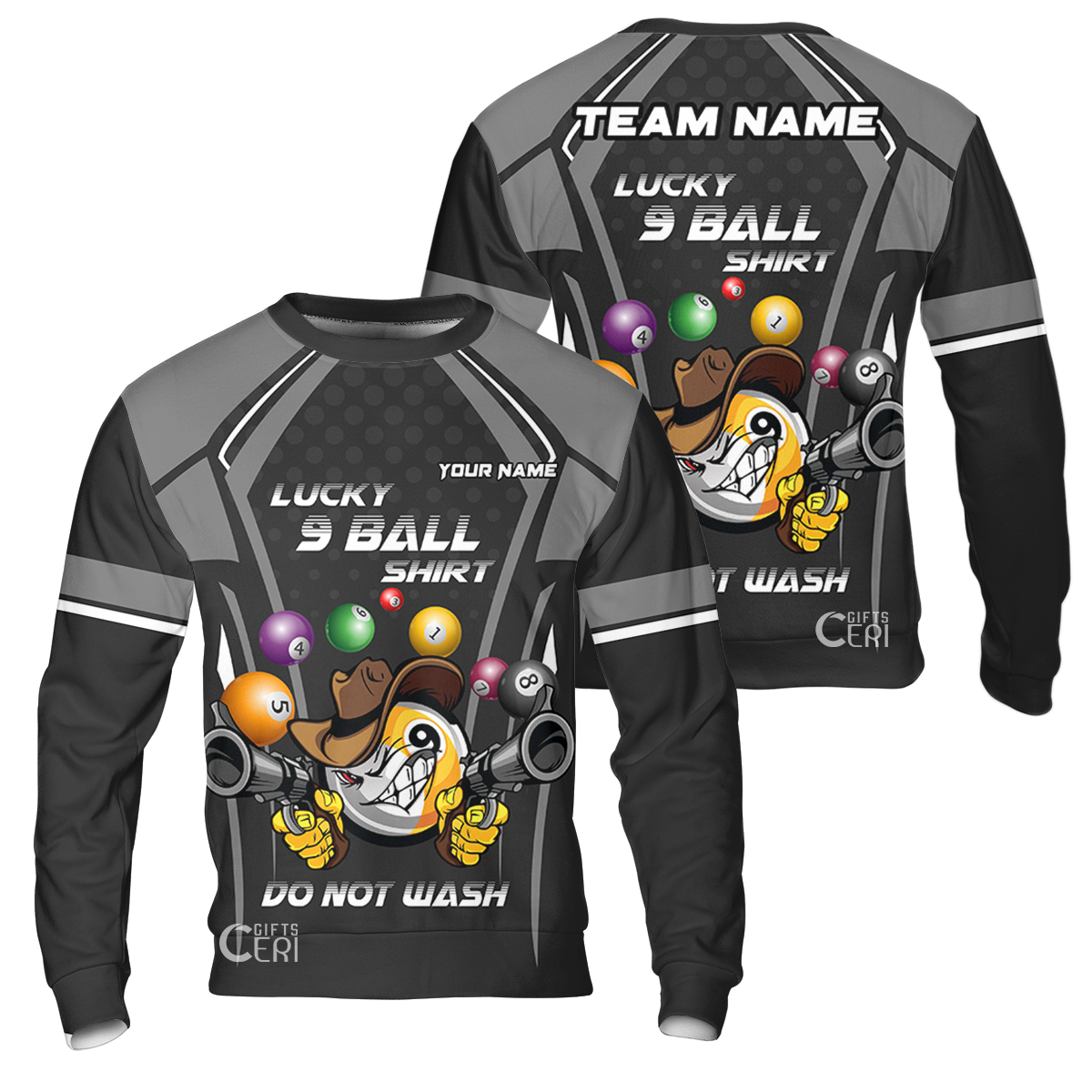 Customized Billiards Sweatshirt, Personalized Lucky 9 Ball Shirt Do Not Wash Jersey Gift For Billiard Players
