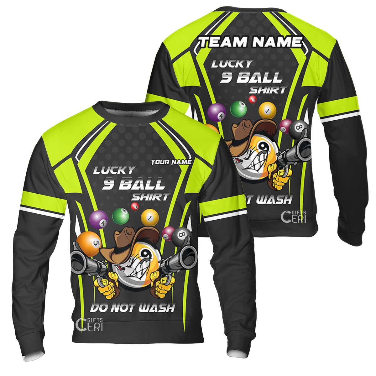 Customized Billiards Sweatshirt, Personalized Lucky 9 Ball Shirt Do Not Wash Jersey Gift For Billiard Players