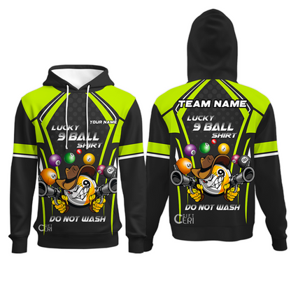 Customized Billiards Hoodies, Personalized Lucky 9 Ball Shirt Do Not Wash Jersey Gift For Billiard Players