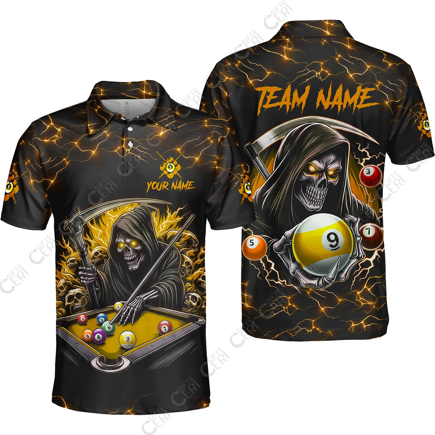 Customized Billiards Unisex Polo Shirt, Personalized Lucky 9 Ball Shirt Do Not Wash Jersey Gift For Billiard Players